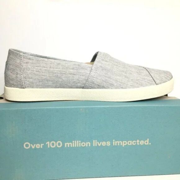 Toms Avalon Drizzle Grey Micro Crosshatch Shoes Size 11 - Picture 3 of 7